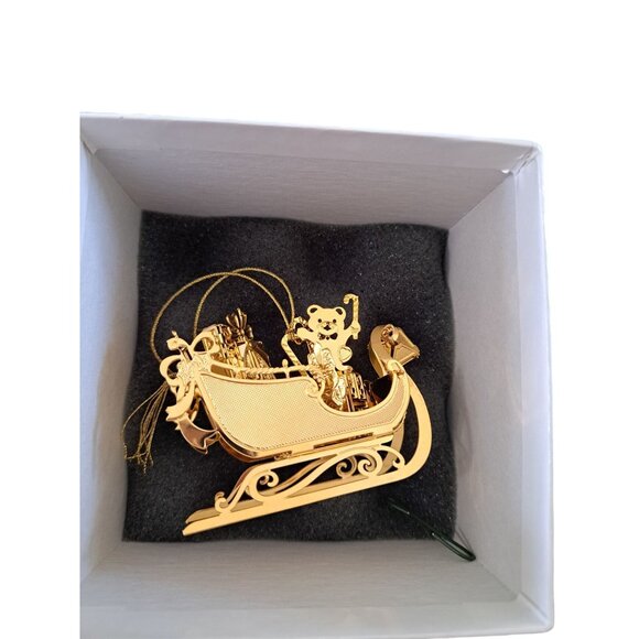 1992/1999/2004 Danbury Mint Gold-Plated Christmas Ornaments  Sleigh Angel Sled 3 - Picture 4 of 5